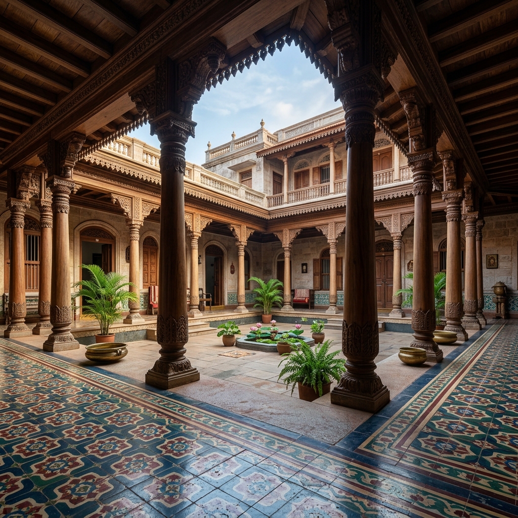Indian heritage building courtyard